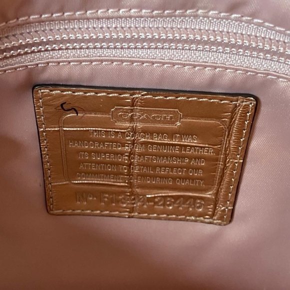 COACH Legacy Liquid Rose Gold Croc Embossed Leather Lock Clutch Bag Purse